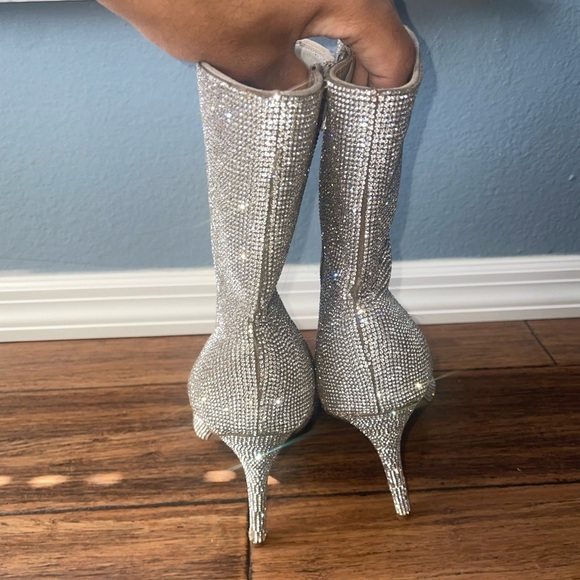 Crystal embellished heels boots diamond crystal bling embellished ankle booties - Picture 4 of 13